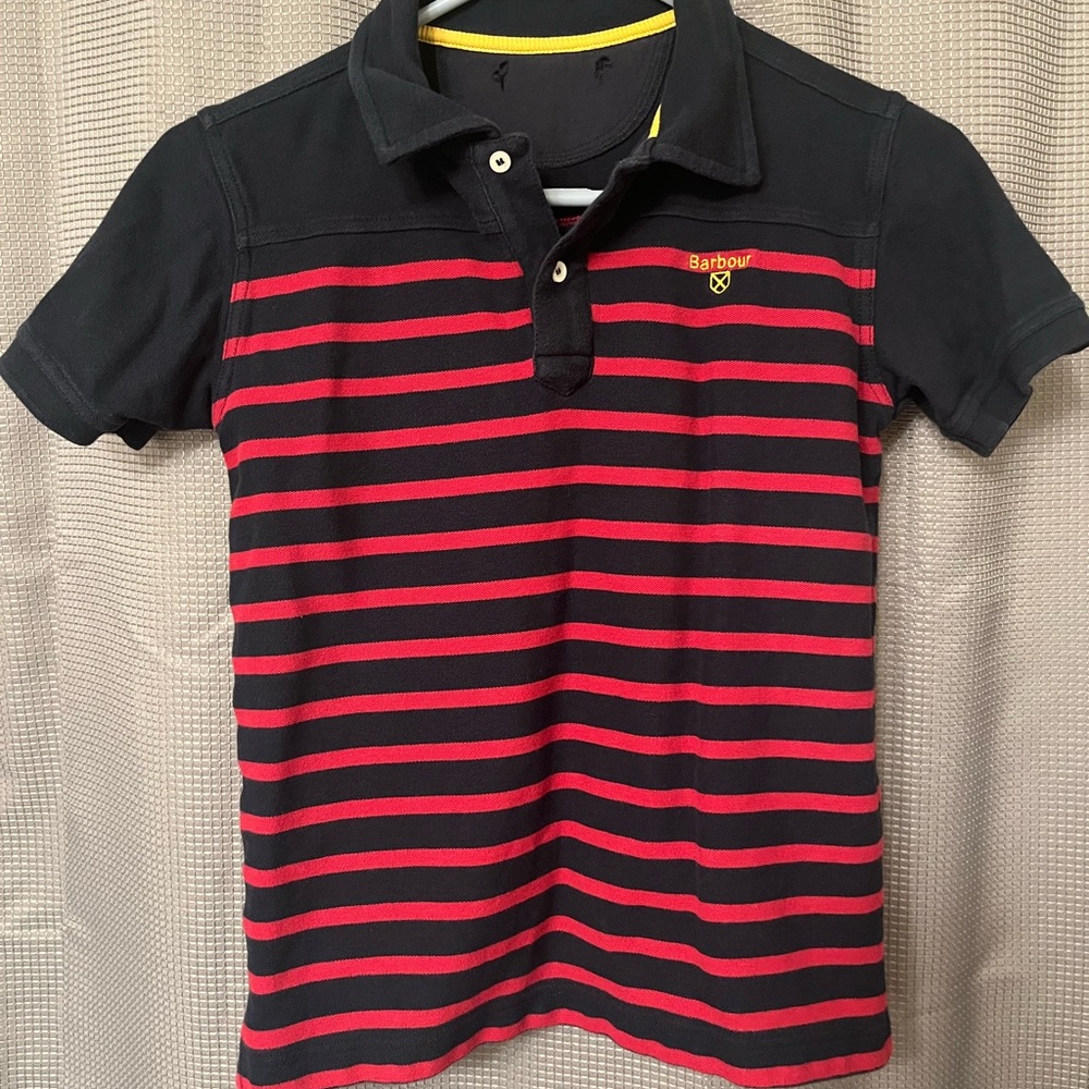 Barbour Black and Red Striped Polo Shirt